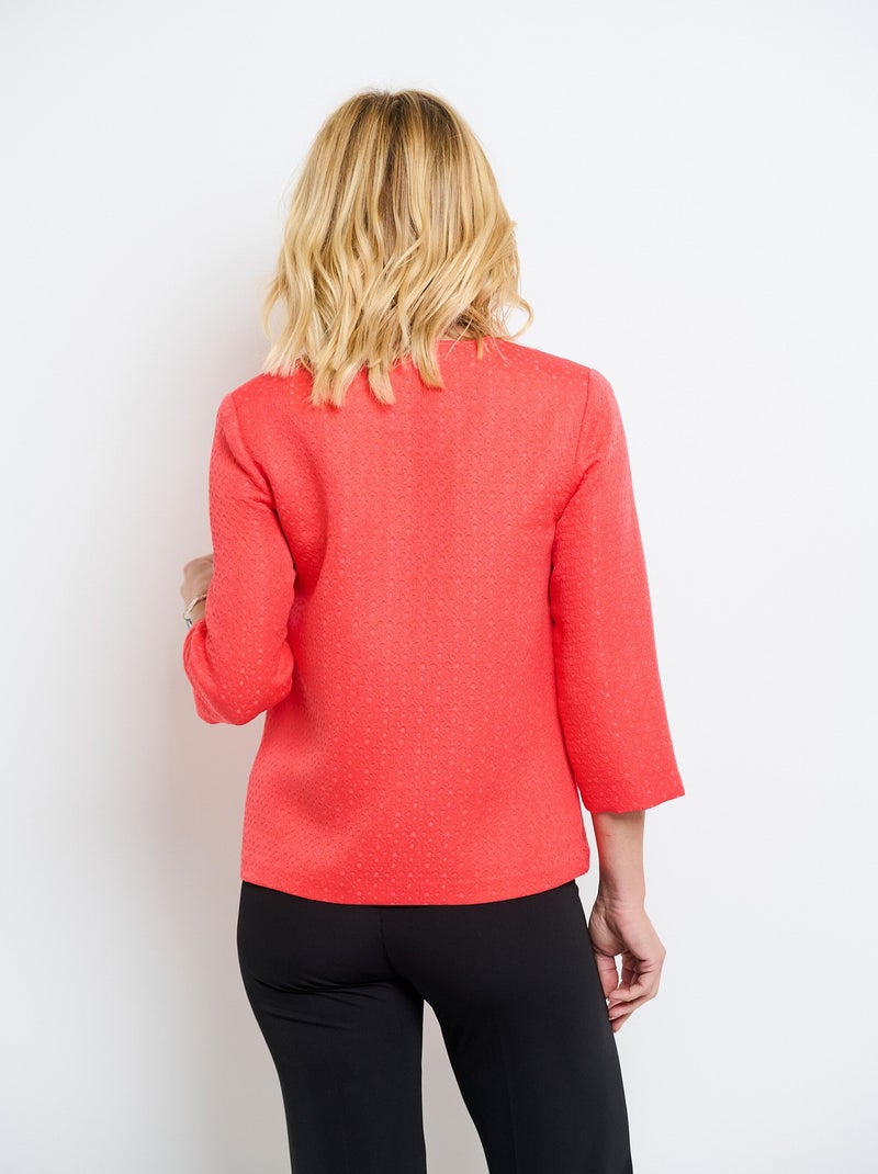 Veste ras de cou manches 3/4 Orange corail - Kiabi