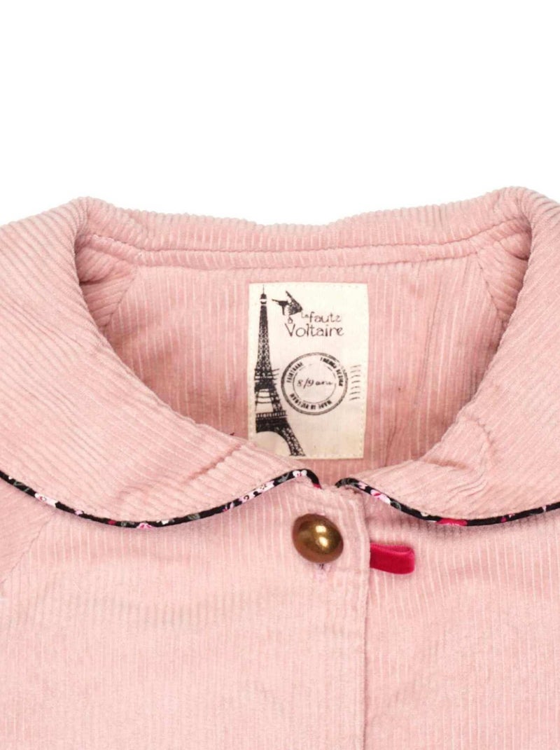 Veste Rétro Velours     Col Marin  CHARLOTTE - La Faute à Voltaire Rose clair - Kiabi