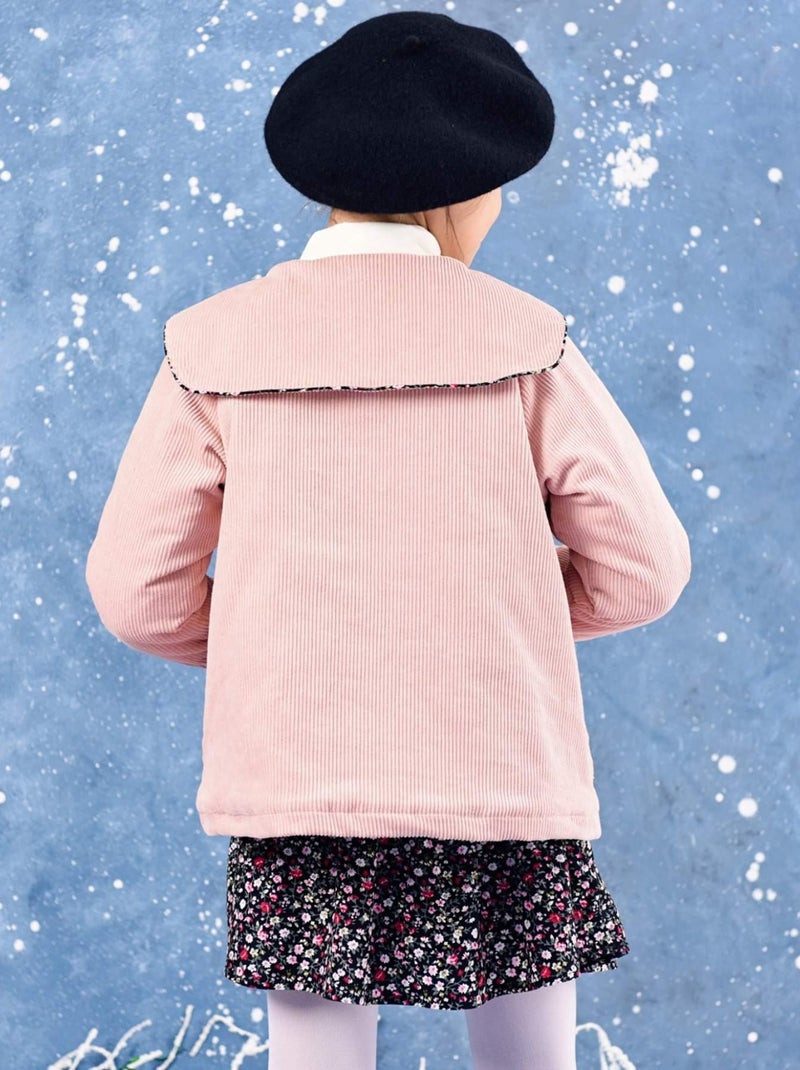 Veste Rétro Velours Rose Pastel Fille  Col Marin  CHARLOTTE - 'LA FAUTE A VOLTAIRE' Rose clair - Kiabi