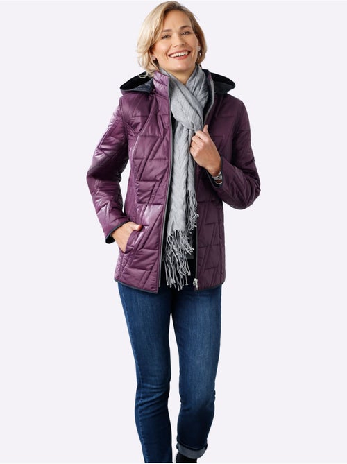 Veste réversible à col montant avec capuche amovible et poches - taille standard - moda vilona - Kiabi