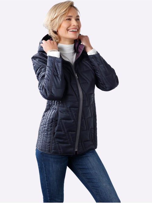 Veste réversible à col montant avec capuche amovible et poches - taille standard - moda vilona - Kiabi