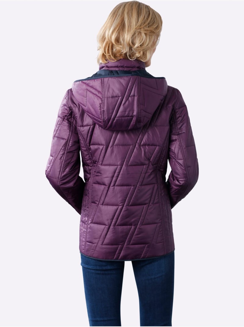 Veste réversible à col montant avec capuche amovible et poches - taille standard - moda vilona Violet - Kiabi