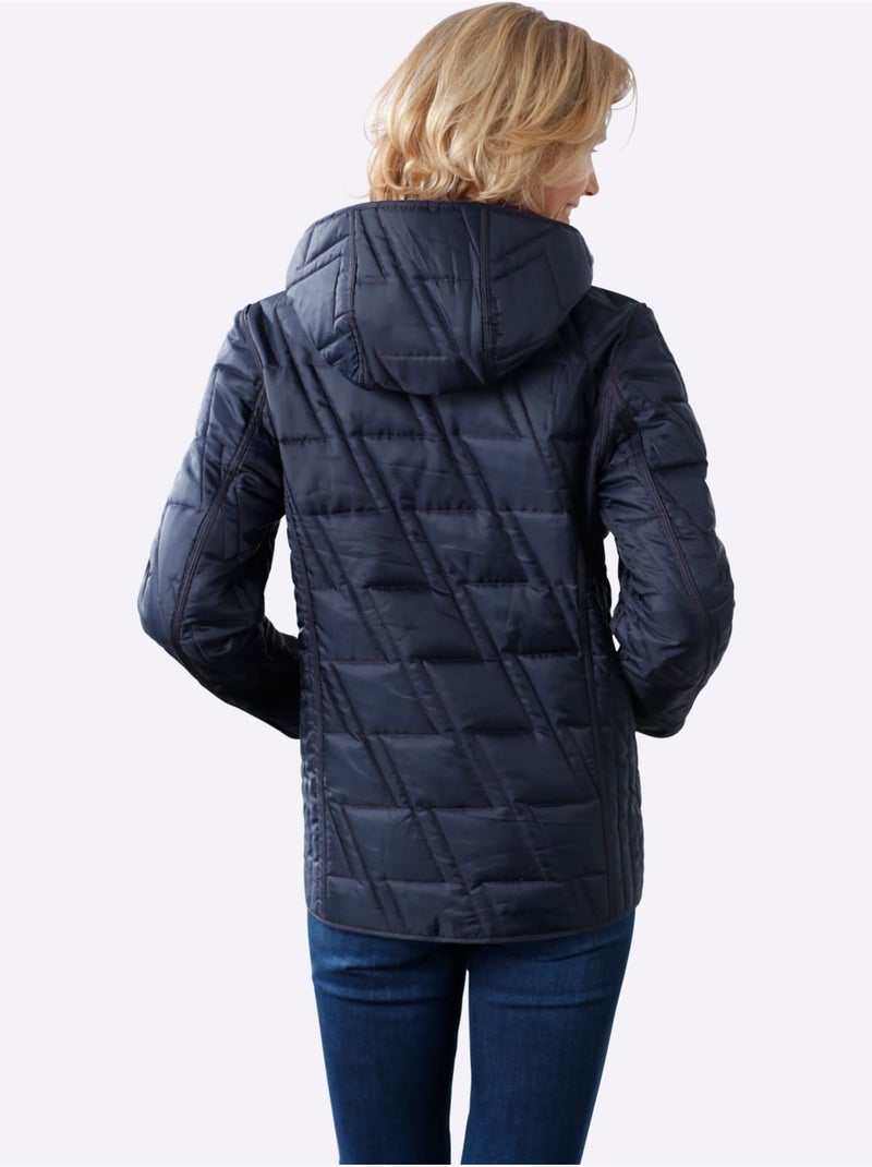 Veste réversible à col montant avec capuche amovible et poches - taille standard - moda vilona Violet - Kiabi