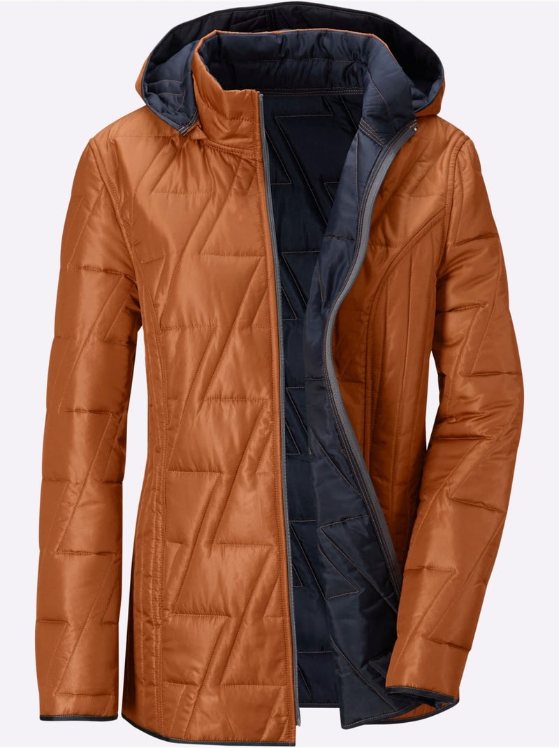 Veste réversible à col montant et poches cousues - taille standard - moda vilona Ambre - Kiabi