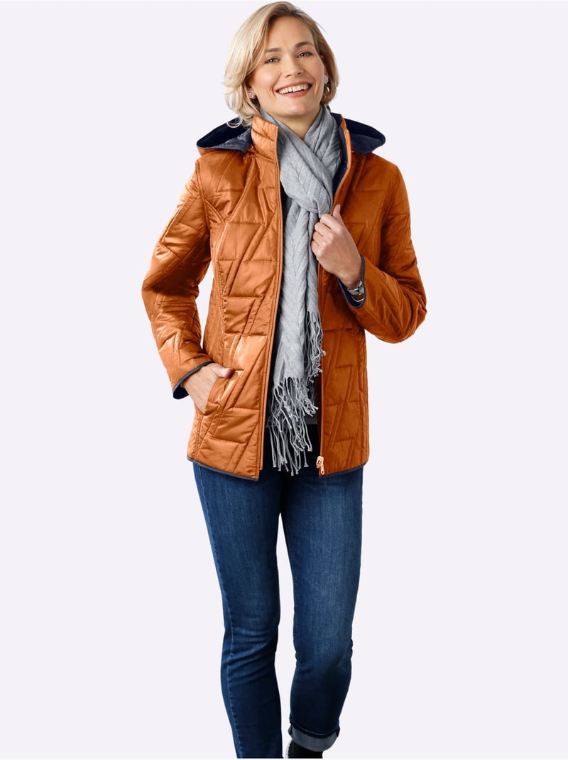 Veste réversible à col montant et poches cousues - taille standard - moda vilona Ambre - Kiabi