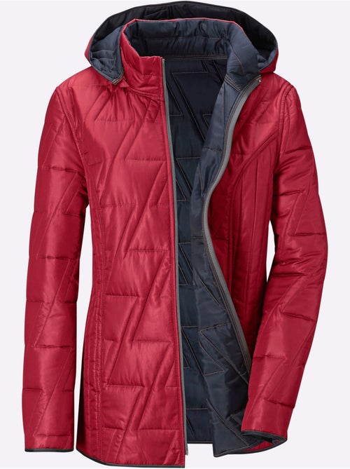 Veste réversible avec col montant et capuche amovible - taille standard - moda vilona - Kiabi Veste réversible avec col montant et capuche amovible - taille standard - moda vilona - Kiabi