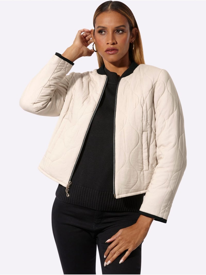 Veste Réversible Doudoune Légère - Taille Standard - Helline Beige/Noir - Kiabi