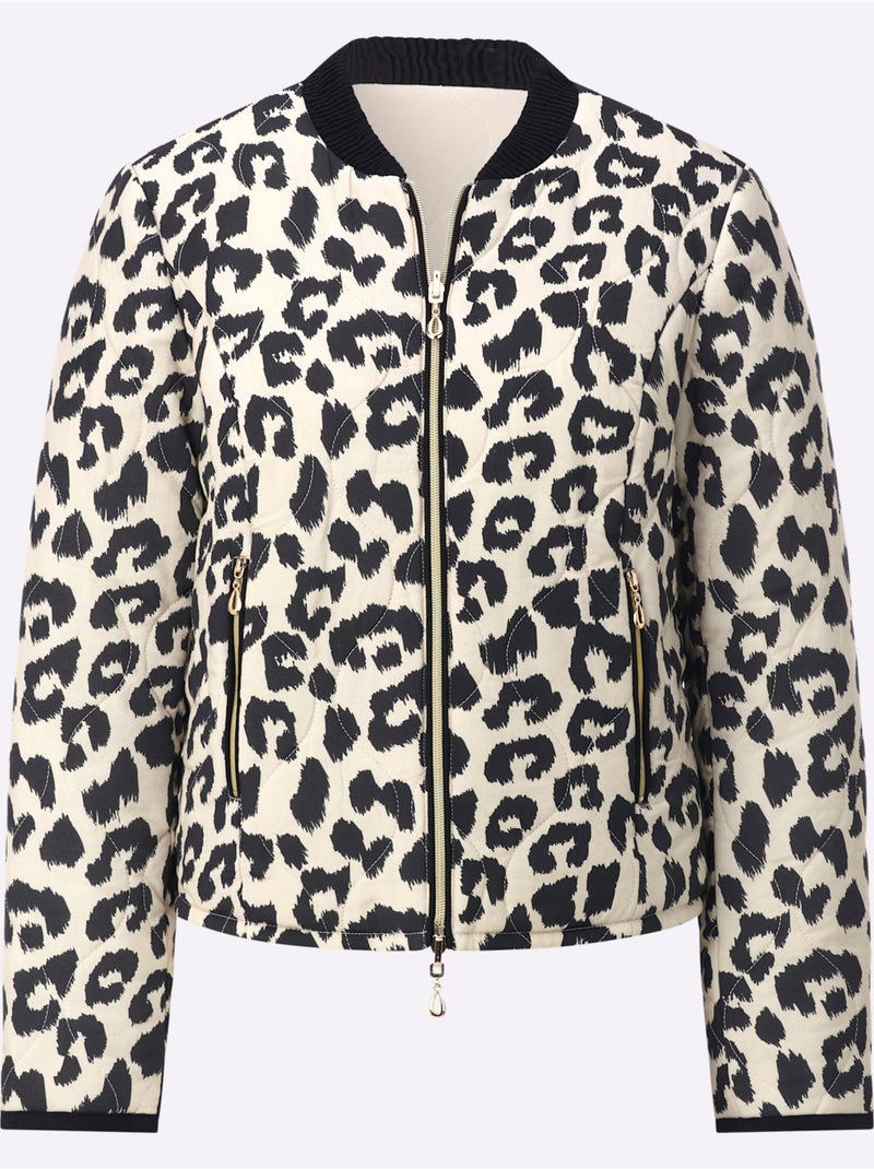 Veste Réversible Doudoune Légère - Taille Standard - Helline Beige/Noir - Kiabi