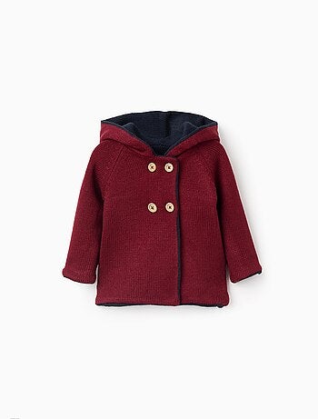 Veste réversible en tricot avec capuche