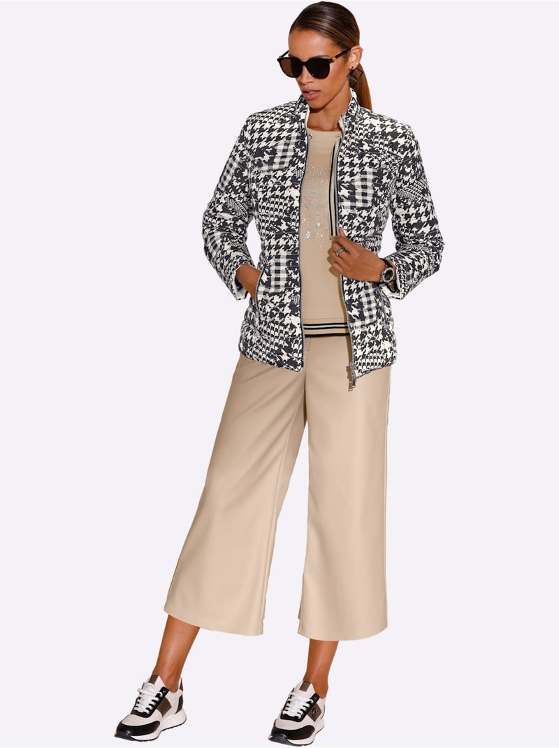 Veste Réversible Très Doux Et Chaud - Taille Standard - Helline Noir Ecru - Kiabi