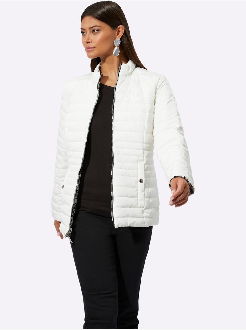 Veste Réversible Très Doux Et Chaud - Taille Standard - Helline Noir Ecru - Kiabi