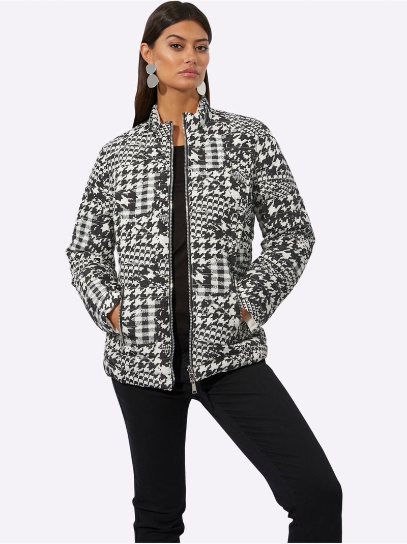Veste Réversible Très Doux Et Chaud - Taille Standard - Helline Noir Ecru - Kiabi
