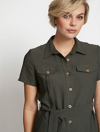 Veste saharienne ceinturée manches courtes