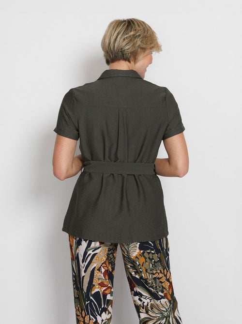 Veste saharienne ceinturée manches courtes - Kiabi