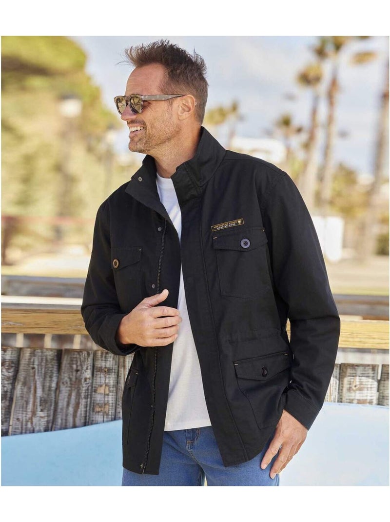 ATLAS FOR MEN Veste Saharienne Homme - Mi-Saison Printemps - 4 Poches à Rabat - Taille Ajustable - Tailles M à 5XL