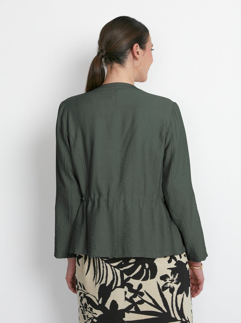 Veste saharienne sans col manches longues - Afibel Kaki - Kiabi