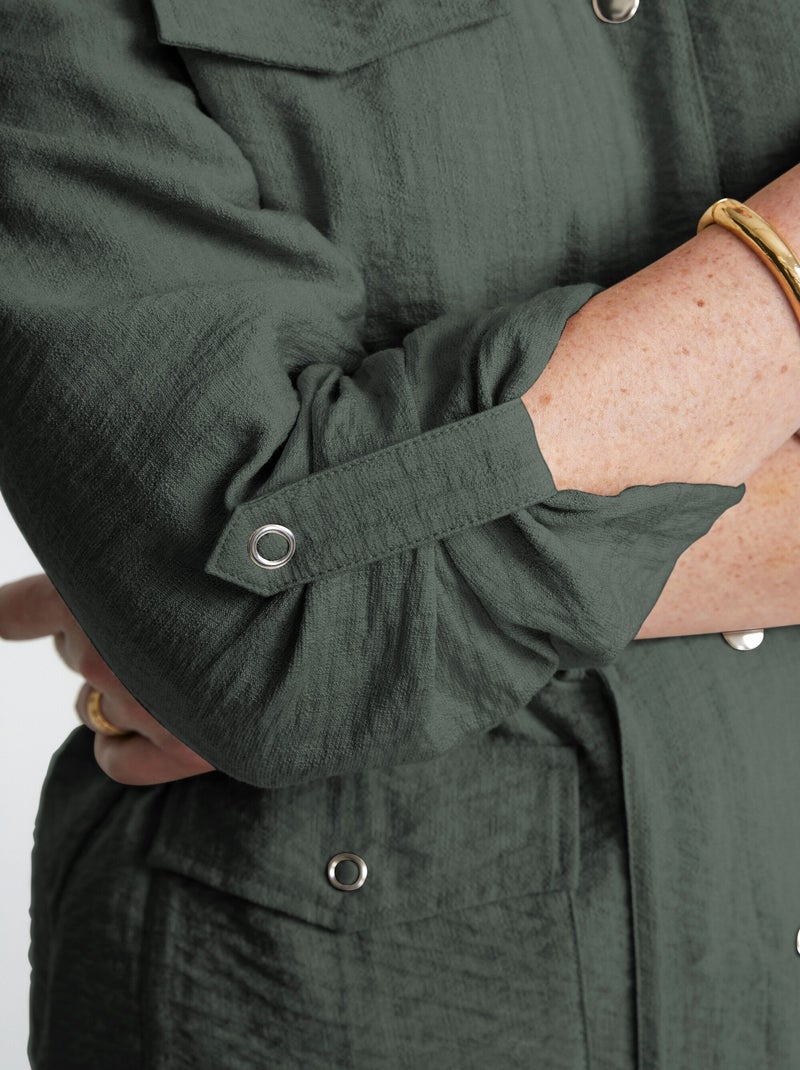 Veste saharienne sans col manches longues - Afibel Kaki - Kiabi