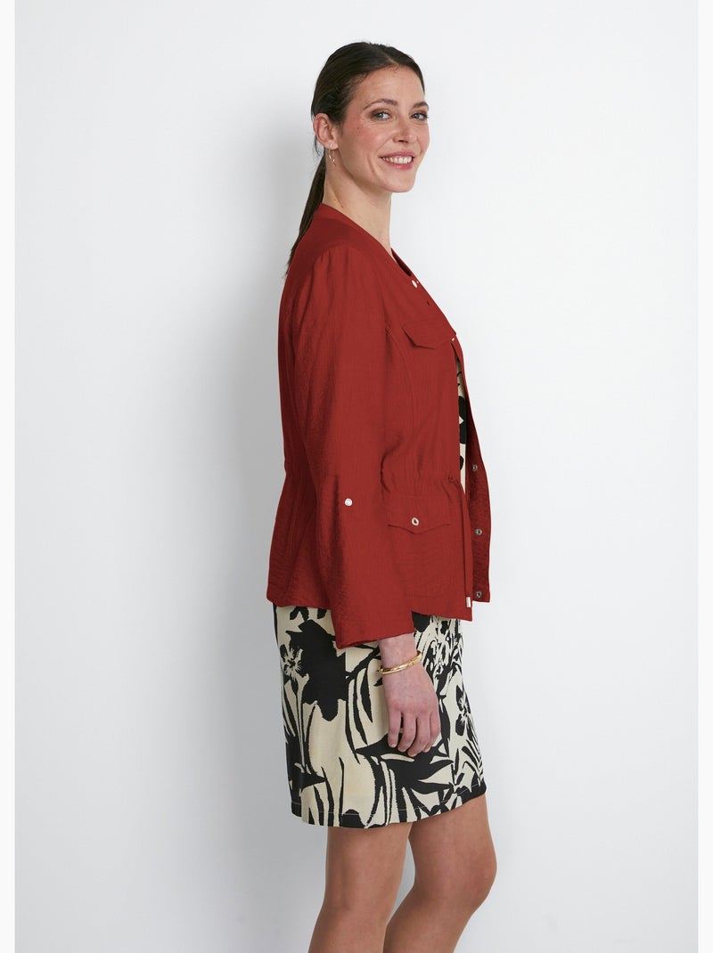 Veste saharienne sans col manches longues - Afibel Terracotta - Kiabi