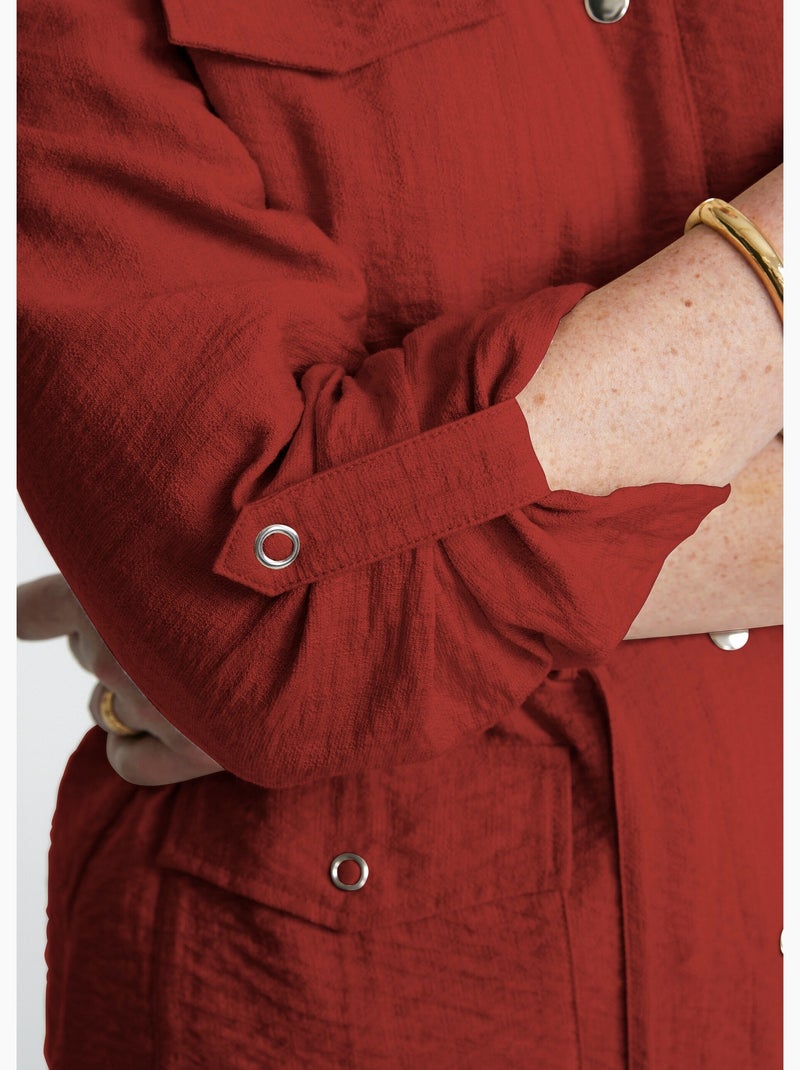 Veste saharienne sans col manches longues - Afibel Terracotta - Kiabi