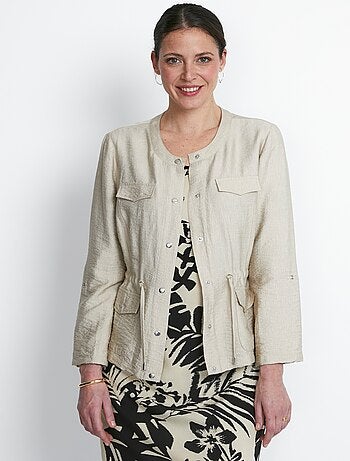 Veste saharienne sans col manches longues