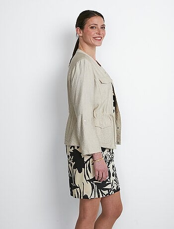 Veste saharienne sans col manches longues