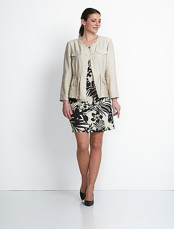 Veste saharienne sans col manches longues