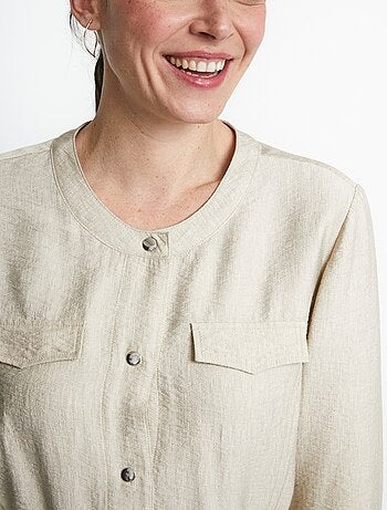 Veste saharienne sans col manches longues