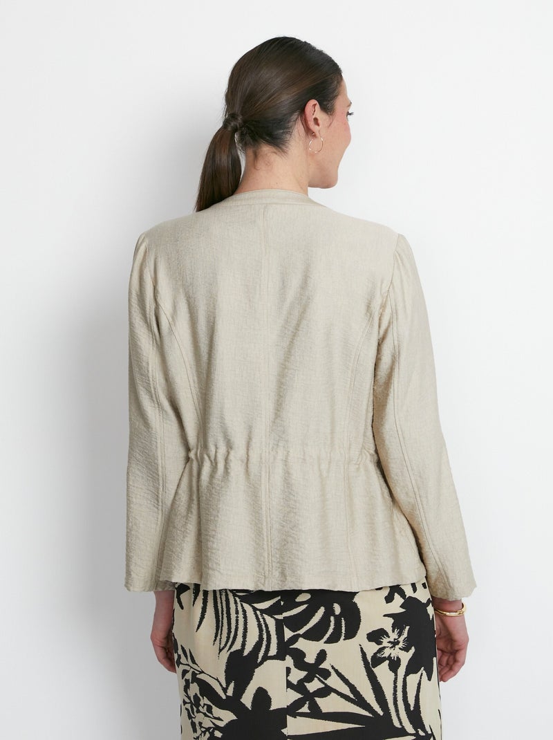 Veste saharienne sans col manches longues Beige sable - Kiabi