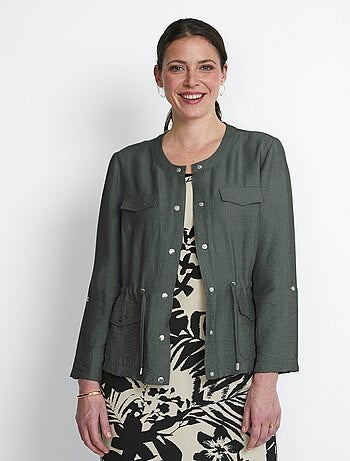 Veste saharienne sans col manches longues