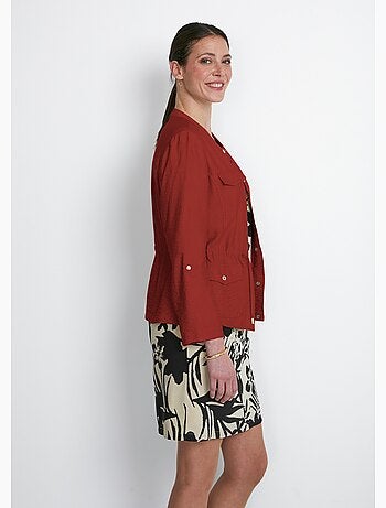 Veste saharienne sans col manches longues