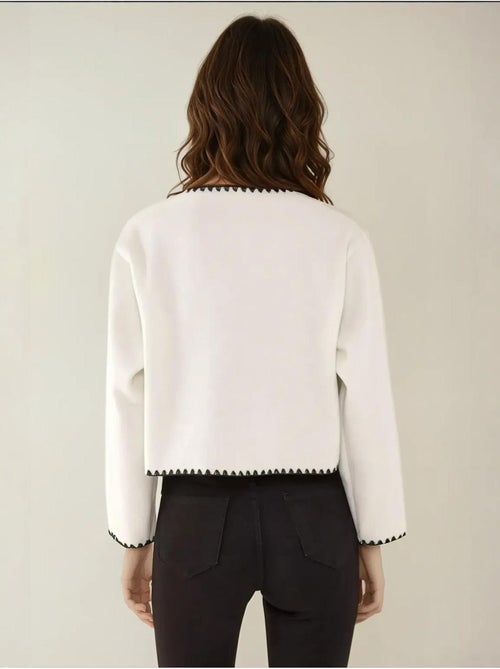 Veste sans col avec coutures contrastées - Kiabi Veste sans col avec coutures contrastées - Kiabi