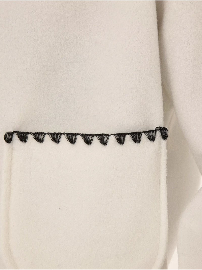 Veste sans col avec coutures contrastées Blanc - Kiabi
