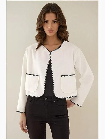 Veste sans col avec coutures contrastées hiccup