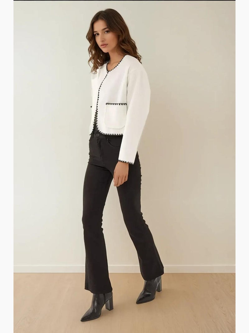 Veste sans col avec coutures contrastées hiccup Blanc - Kiabi