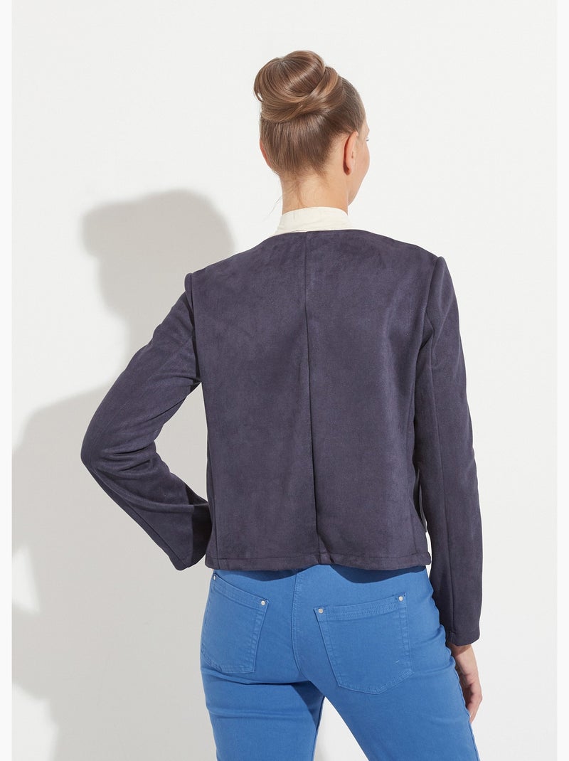 Veste sans col boutonnée courte marine - Afibel Bleu marine - Kiabi