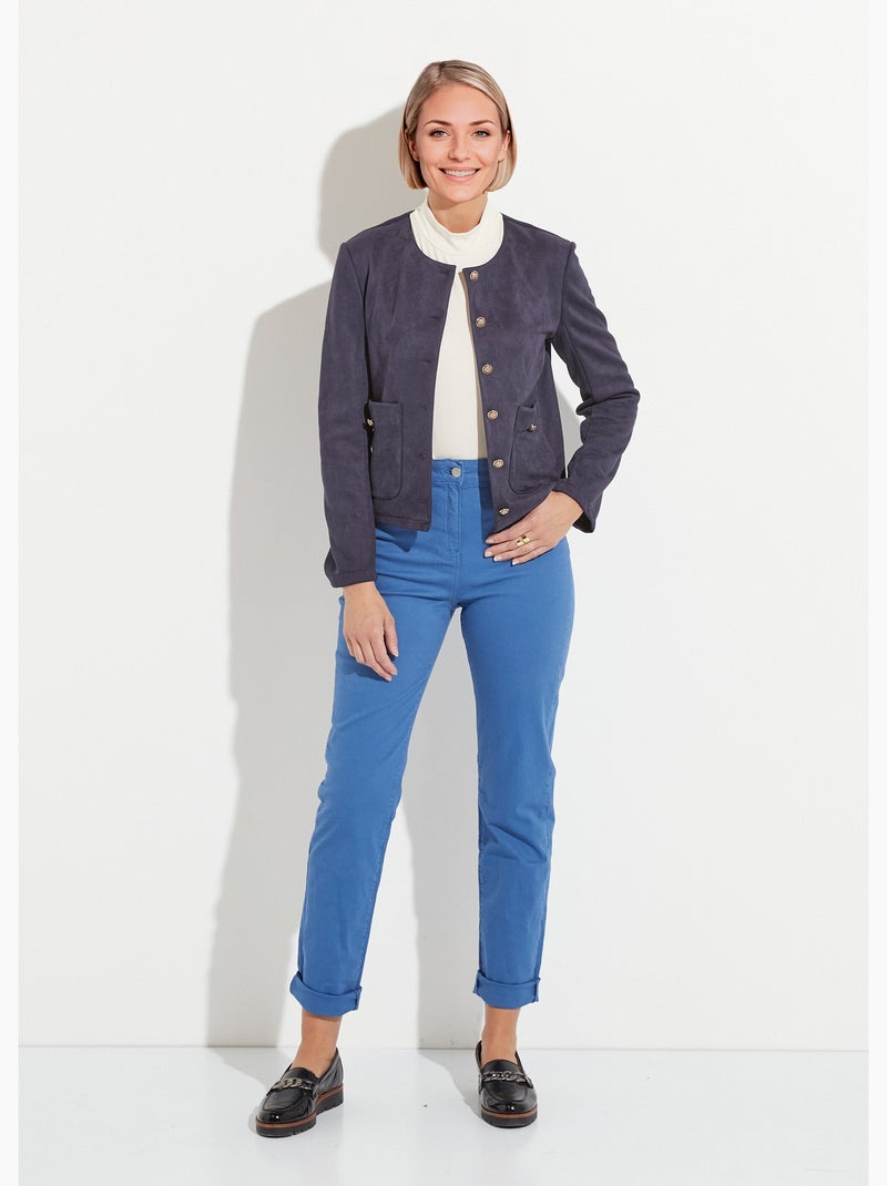 Veste sans col boutonnée courte marine - Afibel Bleu marine - Kiabi