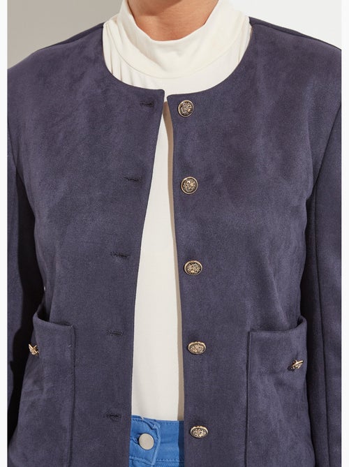 Veste sans col boutonnée courte marine - Afibel - Kiabi