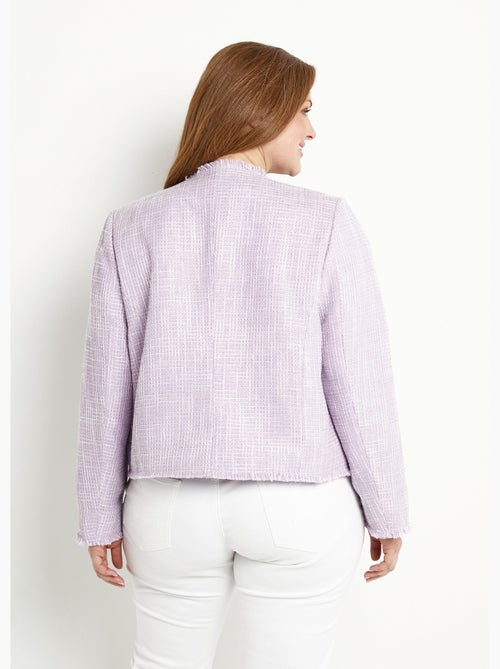 Veste sans col boutonnée courte tissu natté uni - Afibel - Kiabi