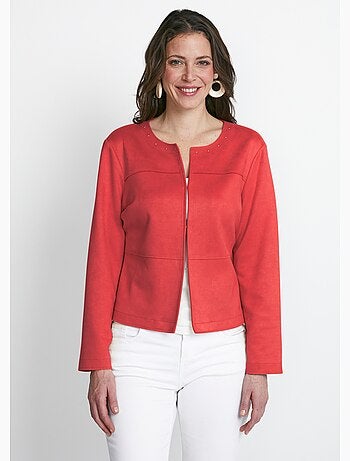 Veste sans col en tissu suédé - Afibel