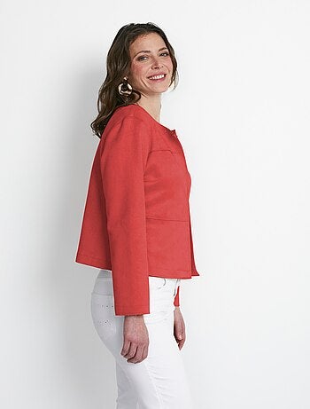 Veste sans col en tissu suédé - Afibel