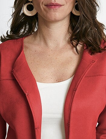 Veste sans col en tissu suédé - Afibel