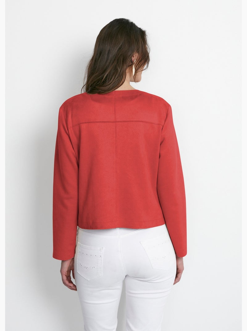 Veste sans col en tissu suédé - Afibel Orange - Kiabi