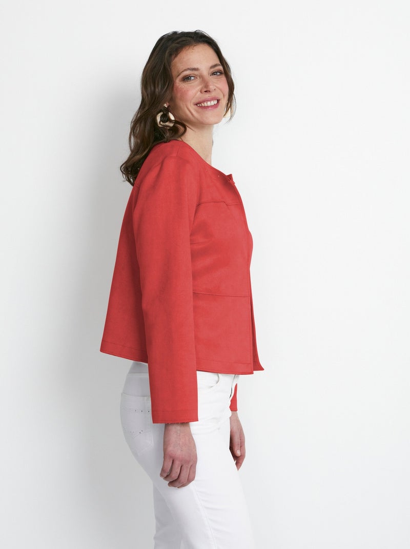 Veste sans col en tissu suédé - Afibel Orange - Kiabi
