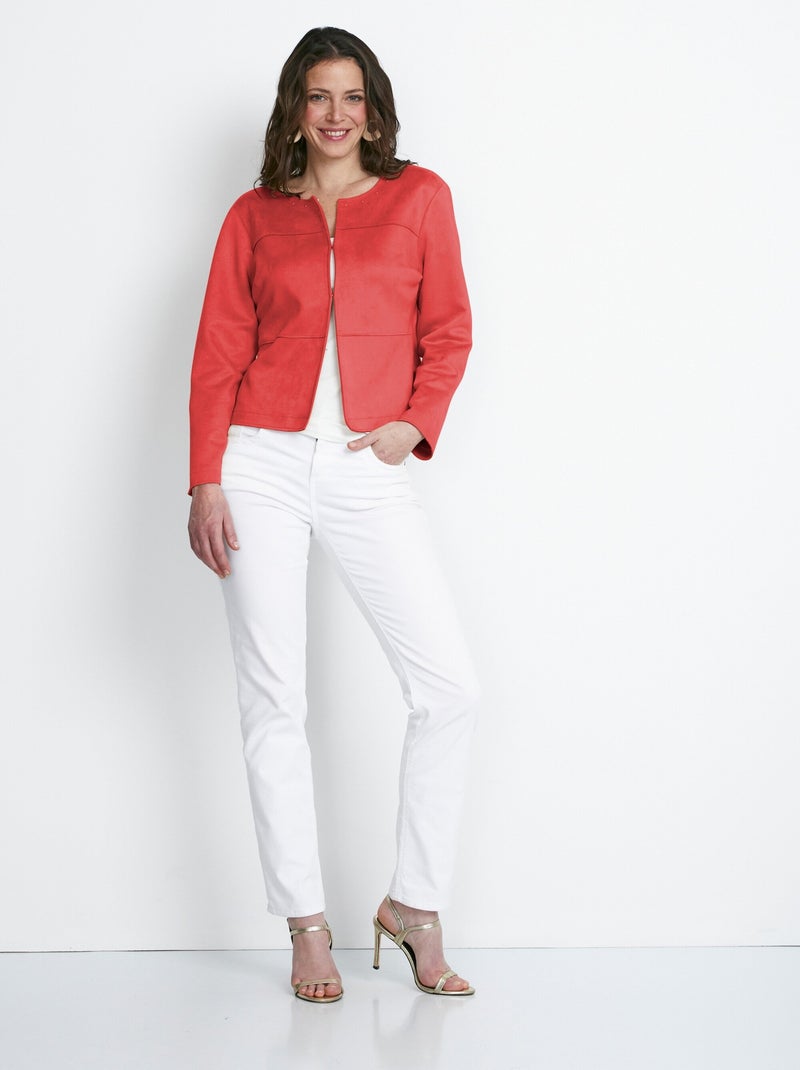 Veste sans col en tissu suédé - Afibel Orange - Kiabi