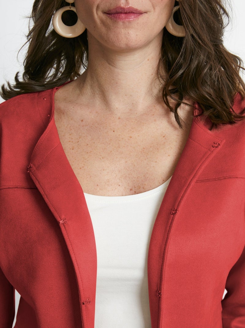 Veste sans col en tissu suédé - Afibel Orange - Kiabi