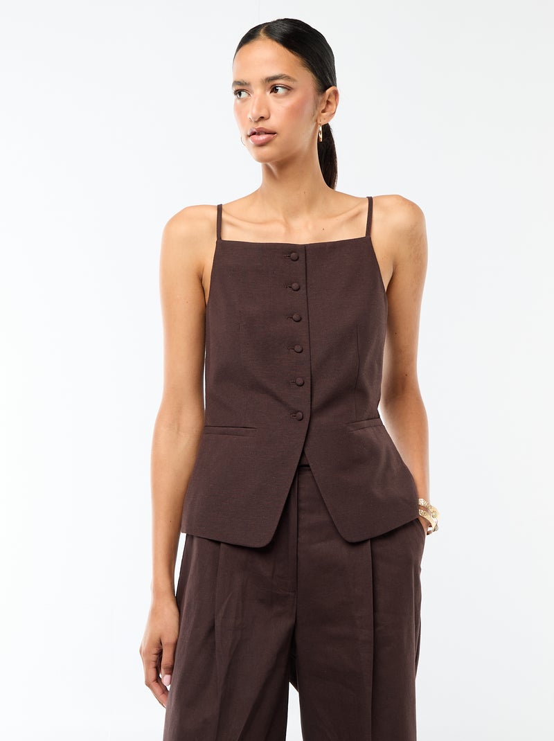 Veste sans manches à bretelles Marron - Kiabi