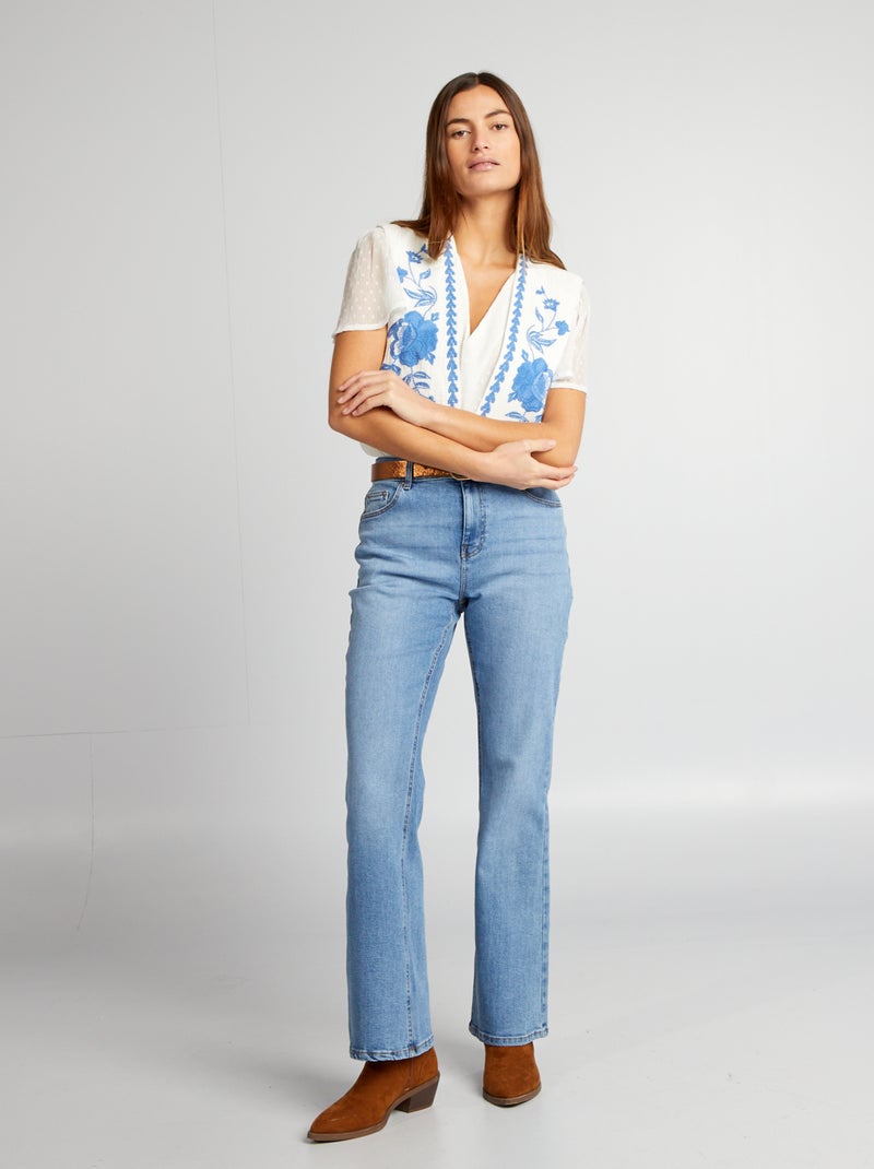 Veste sans manches à broderies Blanc - Kiabi