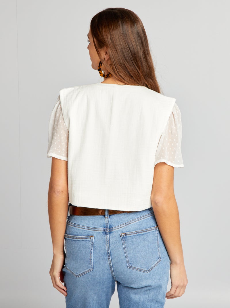 Veste sans manches à broderies Blanc - Kiabi
