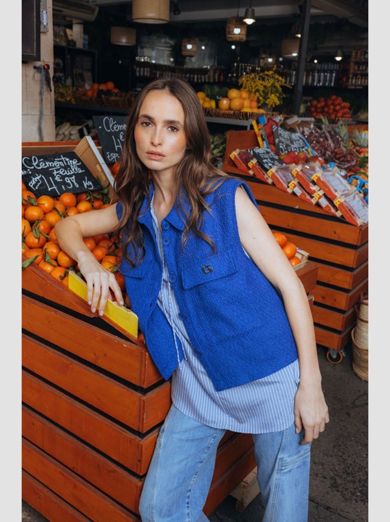 Veste sans manches ARLEY 'Le Temps Des Cerises' Bleu - Kiabi