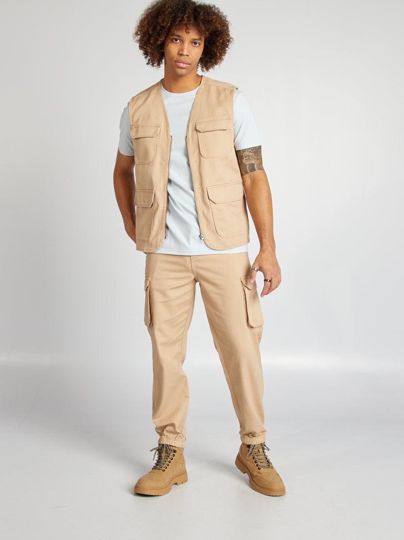 Veste sans manches avec 4 poches à rabat BEIGE - Kiabi